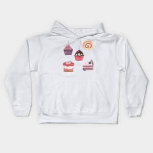 Cake cupcake set watercolor Kids Hoodie